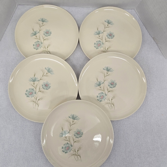 Set Of 5 Vintage Taylor Smith Taylor Ever Yours Boutonniere Dinner Plates EUC - Picture 1 of 13